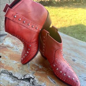 Sam Edelman/Bryan Leather red boots with studs